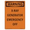 Signmission Safety Sign, OSHA WARNING, 18" Height, X-Ray Generator Emergency Off, Portrait OS-WS-D-1218-V-13738 - alternate 1